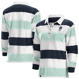 England Rugby Striped Long Sleeve Rugby Shirt - White/Moonlit Ocean - Womens