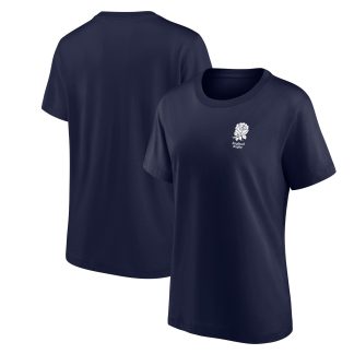 England Rugby Essentials Small White Crest T-Shirt - Navy - Womens