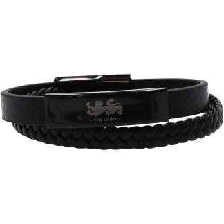 British & Irish Lions Black Leather Wrap Bracelet