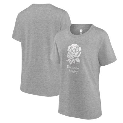 England Rugby Etch Logo Graphic T-Shirt - Grey - Womens