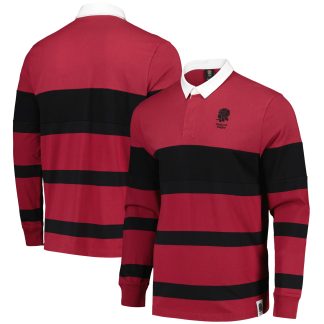 England Rugby Striped Long Sleeve Jersey Polo Shirt - Red