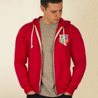 British & Irish Lions 1970s Vintage Rugby Zipped Hoodie Red