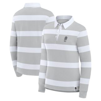 England Rugby Long Sleeve Stripe Rugby Shirt - Grey - Womens