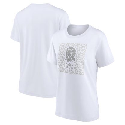 England Rugby Luxe Leopard Graphic T-Shirt - White - Womens