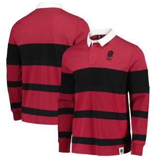 England Rugby Striped Long Sleeve Jersey Polo Shirt - Red