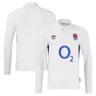 England Rugby Home Classic Long Sleeve Jersey 2024/25 - White - Mens