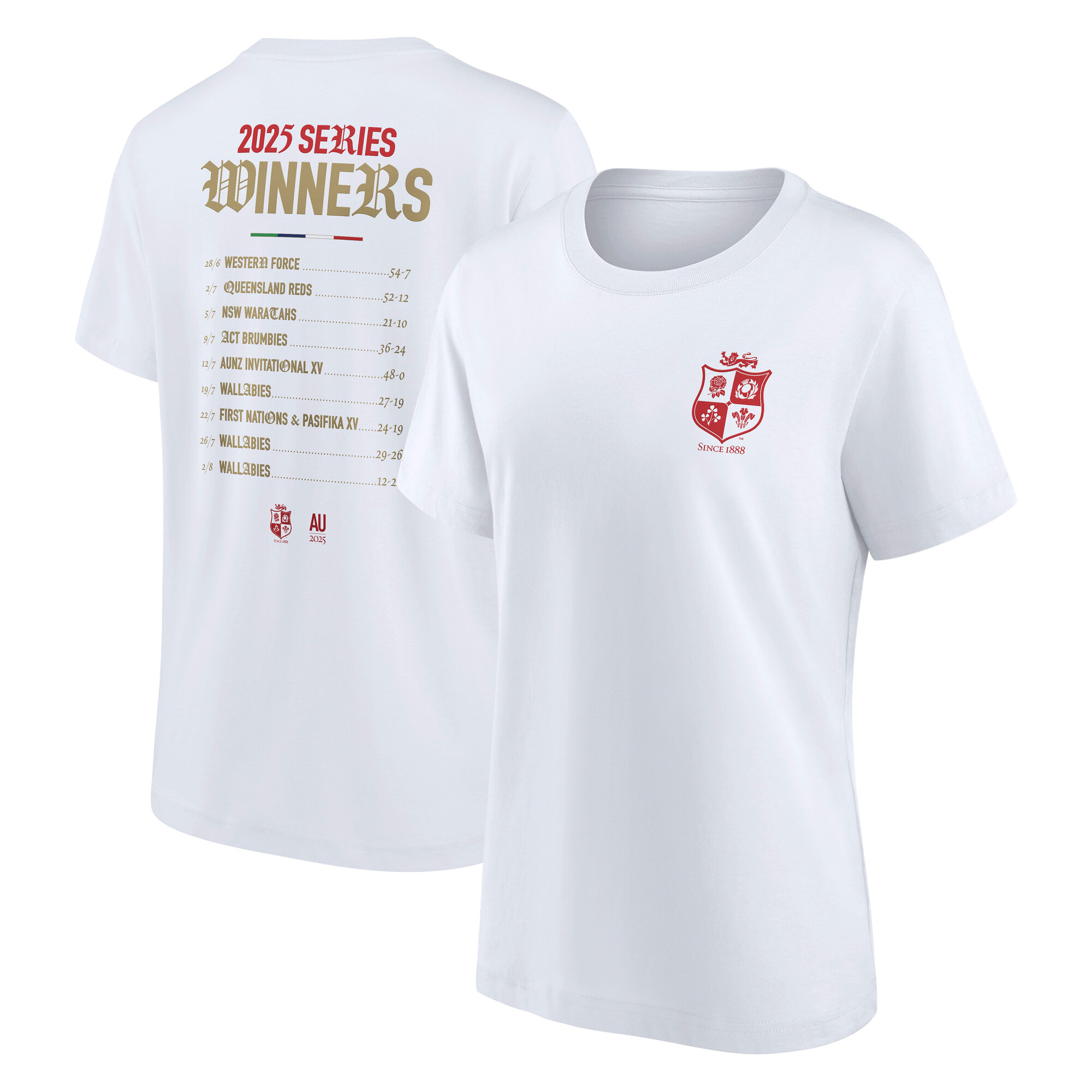 British & Irish Lions 2025 Champions Fixtures Graphic T-Shirt - Womens - White