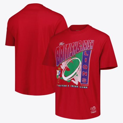 British & Irish Lions x Mitchell & Ness Retro Graphic T-Shirt - Red
