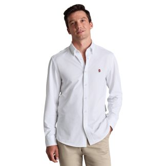 England Rugby Charles Tyrwhitt Four Way Stretch Button Down Jersey Shirt - White