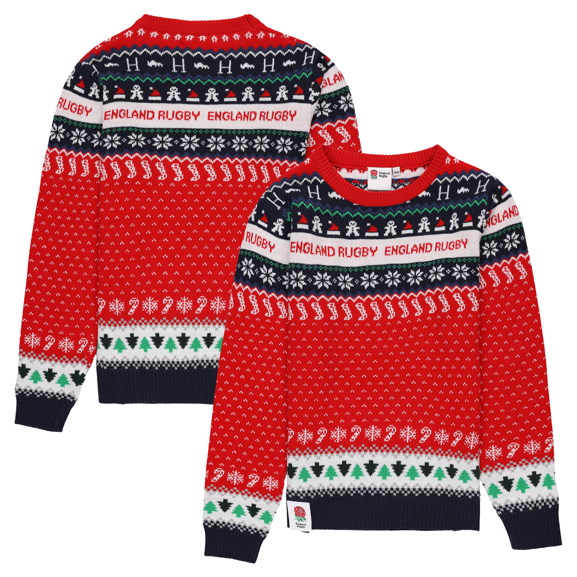 England Rugby Retro Fairisle Christmas Jumper - Junior