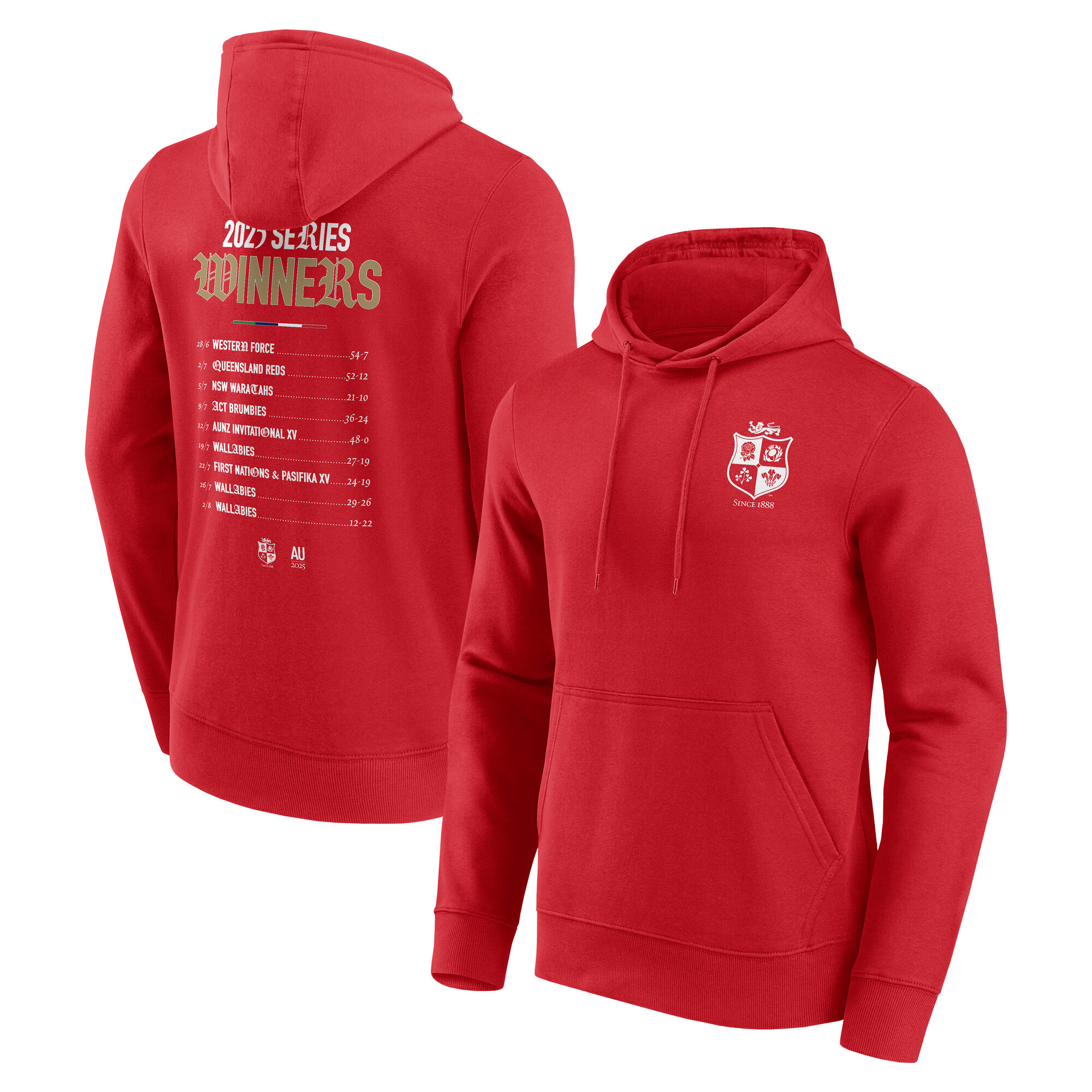 British & Irish Lions 2025 Champions Fixtures Graphic Hoodie - Red