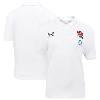 England Rugby Travel Short Sleeve Polo Shirt - White - Womens