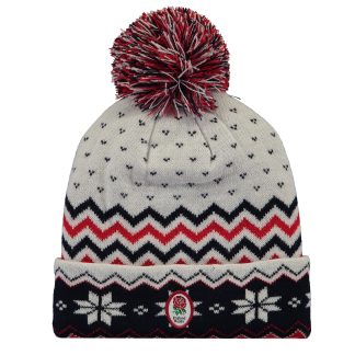 England Rugby Retro Fairisle Bobble Hat