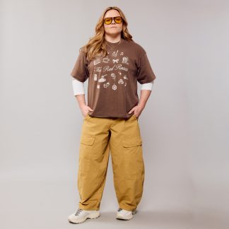 England Rugby Red Roses Icons Collection Icon Graphic Relaxed T-Shirt - Brown - Womens