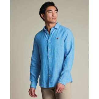 England Rugby Charles Tyrwhitt Slim Fit Linen Shirt - Blue