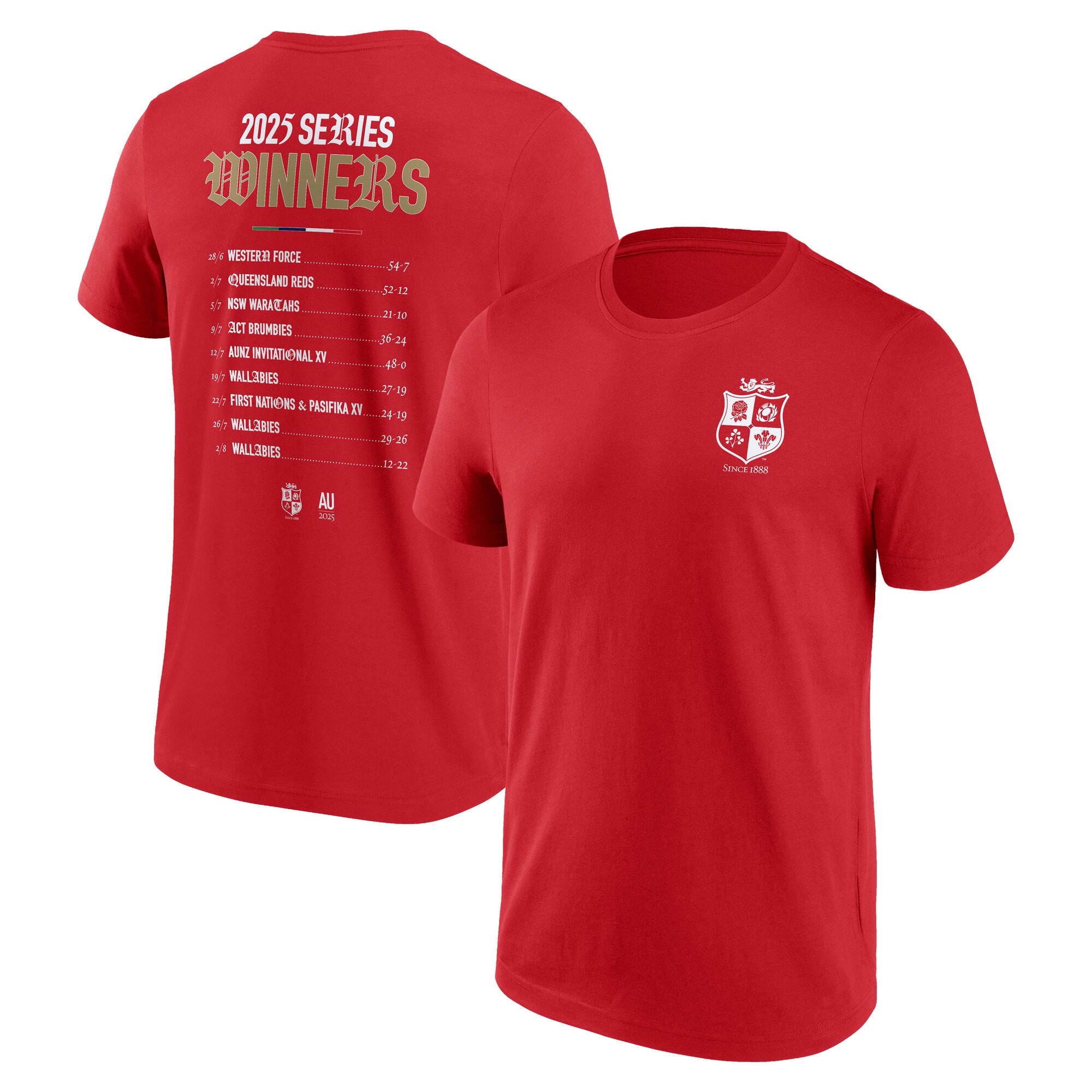 British & Irish Lions 2025 Champions Fixtures Graphic T-Shirt - Red