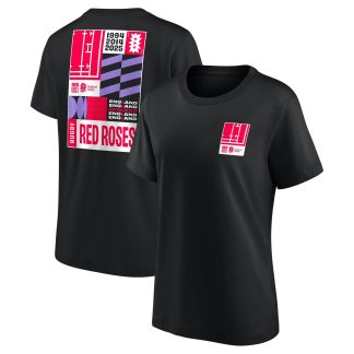 England Rugby Red Roses Art Graphic T-Shirt - Black - Womens