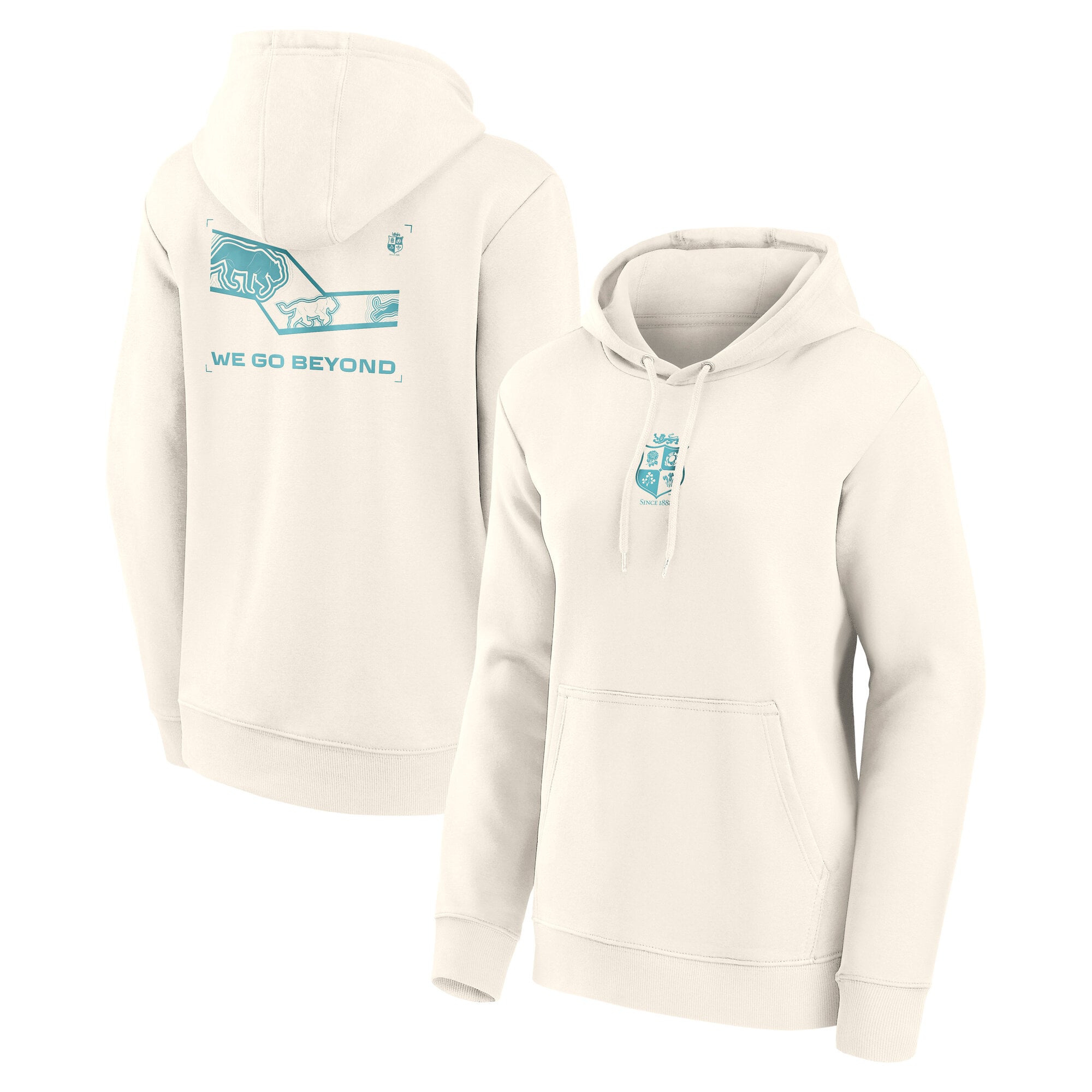 British & Irish Lions Rugby Lions Womens NZ 2027 We Go Beyond Graphic Hoodie - Cream - Womens