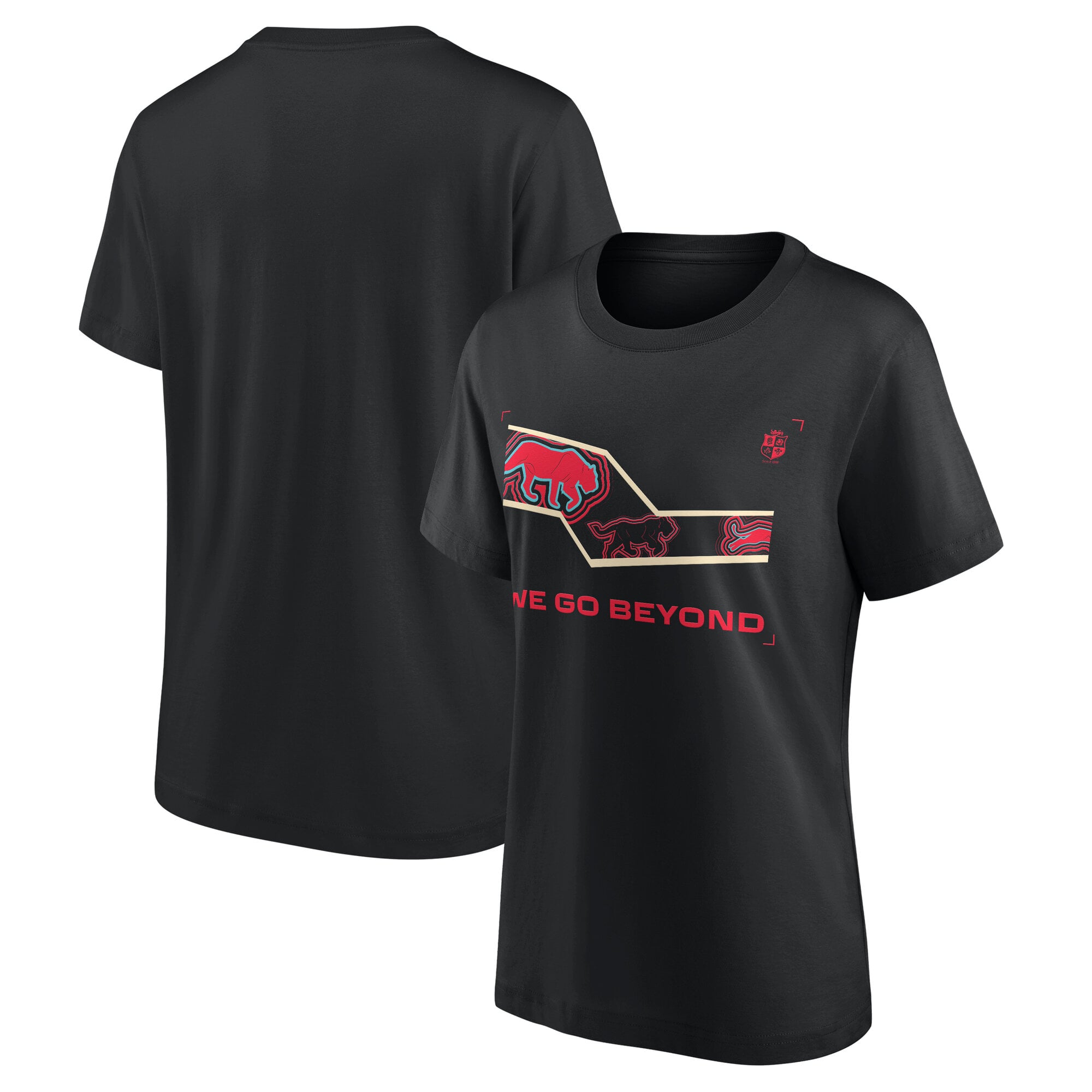 British & Irish Lions Rugby We Go Beyond Graphic T-Shirt - Black - Womens