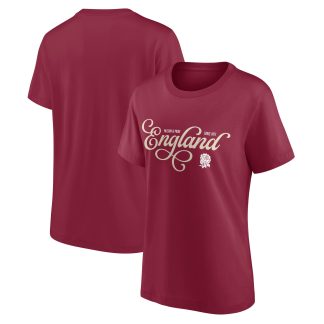 Rugby Vintage Script Graphic T-Shirt - Red - Womens