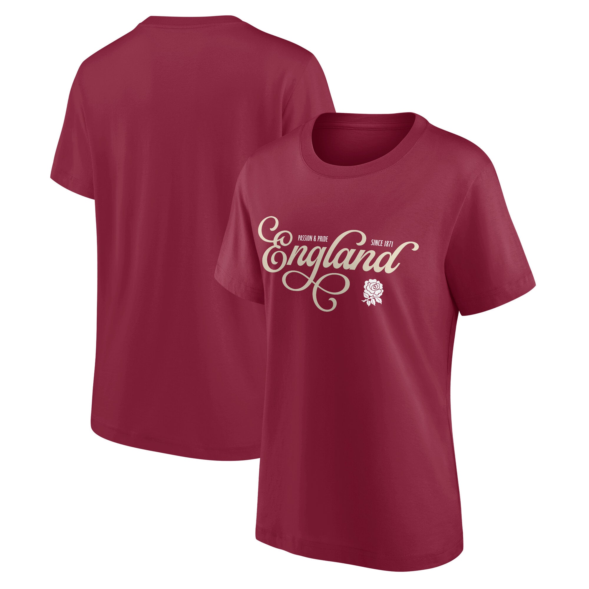Rugby Vintage Script Graphic T-Shirt - Red - Womens