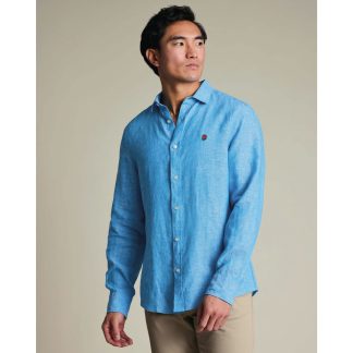 England Rugby Charles Tyrwhitt Slim Fit Linen Shirt - Blue