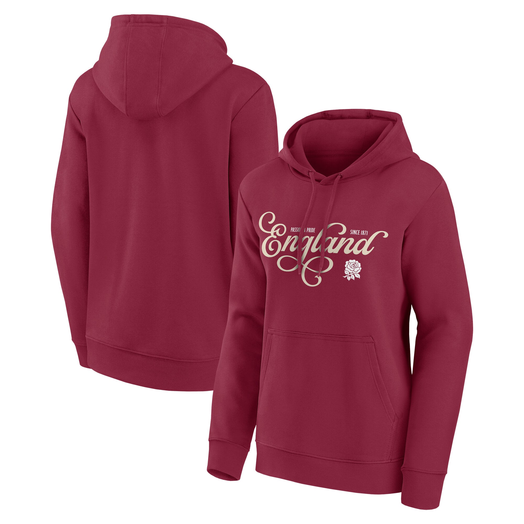 Rugby Vintage Script Graphic Hoodie - Red - Womens